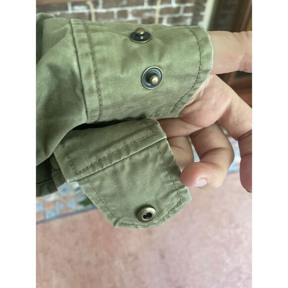 J.Crew Olive Utility Jacket L Zip Front Drawstring Waist 100% Cotton  Fits M - Picture 9 of 10